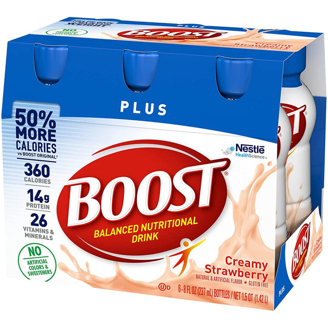 Boost plus Complete Nutritional Drink, Creamy Strawberry, 8 Oz, 6-CT (Pack of 1)