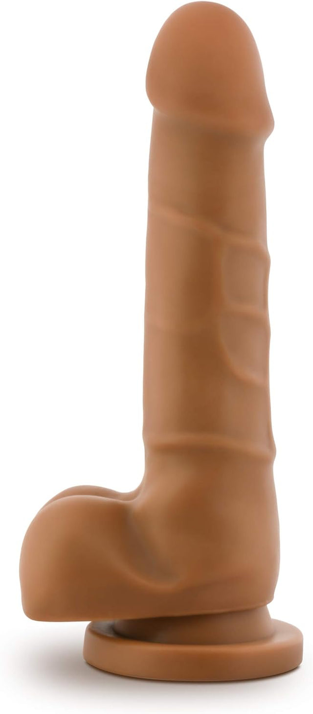 Blush Dr. Skin 7 3/4 Inch Soft Slim Shaft Beginners Fragrance Free Realistic Basic 7 Dildo with Prominent Head - Suction Cup Harness Compatible Adult Toys - Sex Toy for Women Men Couples - Mocha