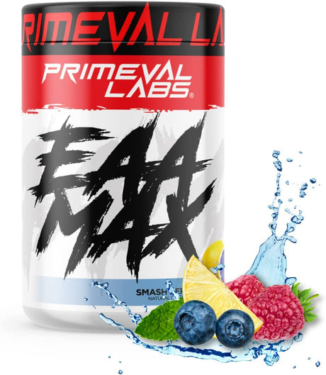 Primeval Labs EAA Max, BCAA Perfect Amino Acid Powder - Pre or Post Workout Muscle Recovery - Bcaas, Eaas, Electrolytes, Supports Hydration & Performance, Keto Friendly (Smashberry)