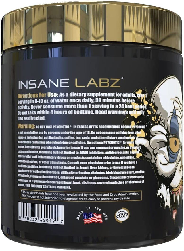 Insane Labz Psychotic Gold and Insane Veinz Gold Pre Workout Nitric Oxide Booster Stack, Increase Muscle Mass, Vascularity, Strength, Energy, Focus, Gummy Candy