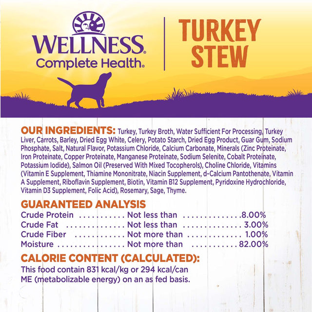 Wellness Thick & Chunky Natural Canned Dog Food, Turkey Stew, 12.5-Ounce Can (Pack of 12)