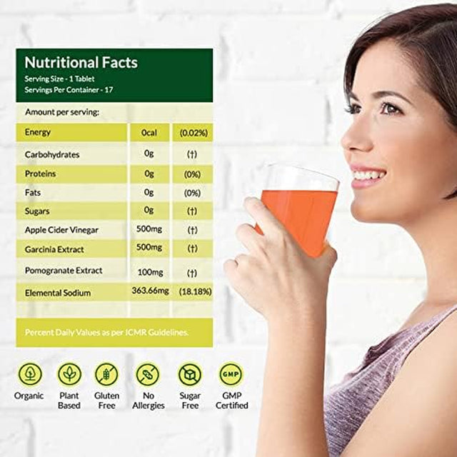 WELLBEING NUTRITION Apple Cider Vinegar with the Mother and Garcinia Cambogia, Pomegranate | Effective Weight Management, Gut Health and Skin Glow (34 Effervescent Tablets)