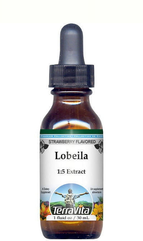 Terravita Lobelia Glycerite Liquid Extract (1:5) - Strawberry Flavored, (Strawberry, 1 Oz, 1-Pack, Zin: 517048)