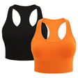 Innersy Sports Bra for Women Padded Racerback Workout Bras Wirefree Yoga Tops Pack of 2 (2XL, Orange & Black)