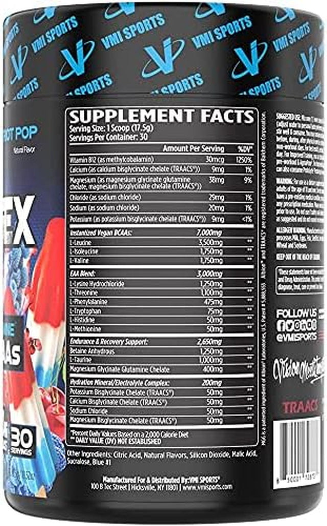 VMI Sports Aminogex Ultra | BCAA Powder | Amino Acids + Betaine and Glutamine | Amino Acid Post Workout Recovery Drink | Intra Workout Drink with Electrolytes | (30 Servings) (Patriot Pop)