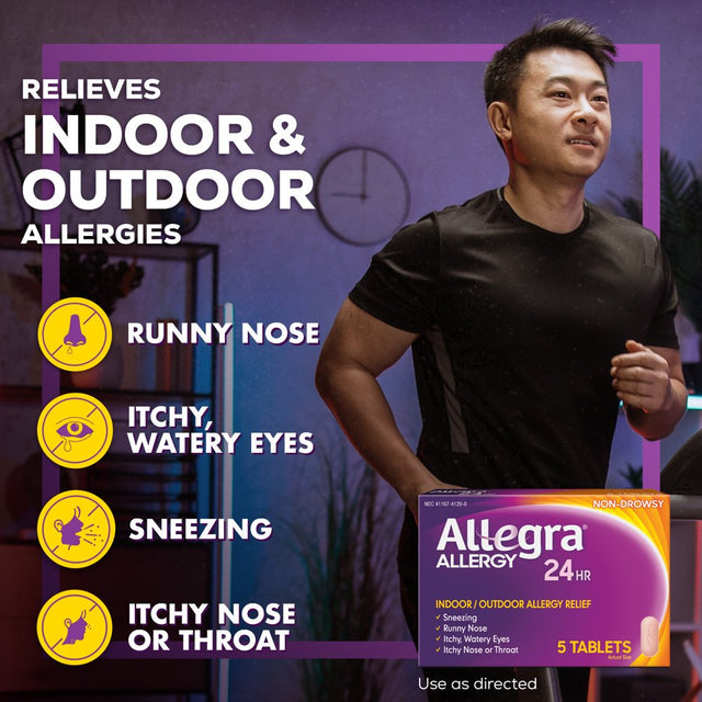 Allegra Adult 24 Hour Non-Drowsy Antihistamine Allergy Relief Medicine 180Mg Tablets 5Ct