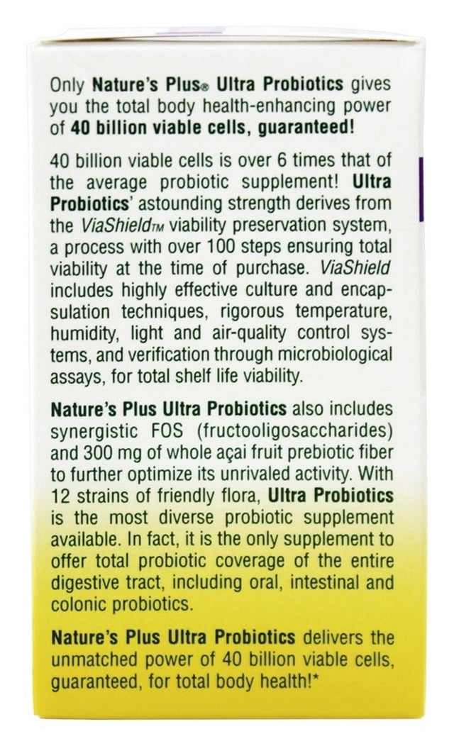 Nature'S plus - Ultra Probiotics with Viashield Maximum Strength - 30 Vegetarian Capsules