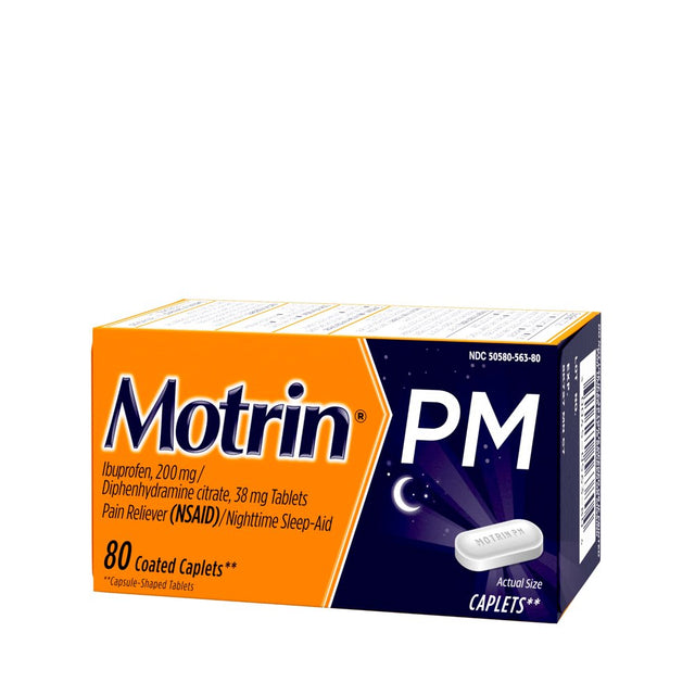 Motrin PM Caplets, 200 Mg Ibuprofen & 38 Mg Sleep Aid, 80 Ct