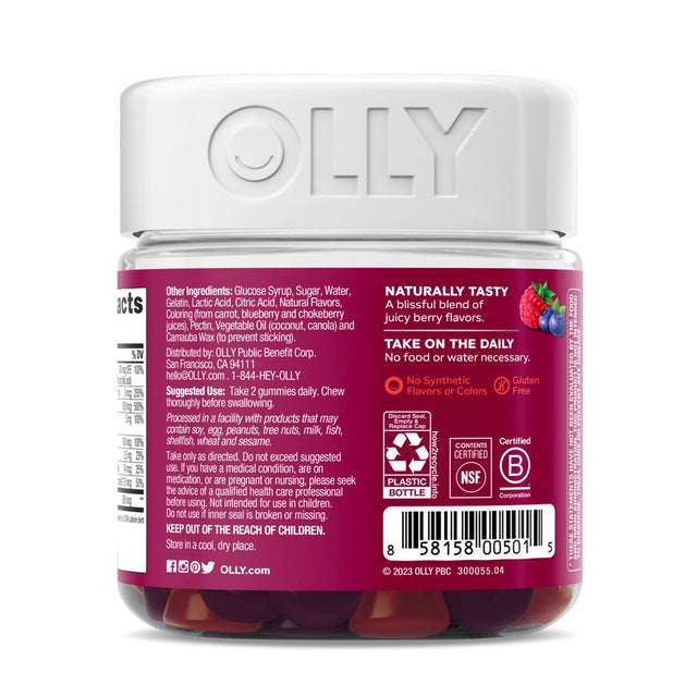 OLLY Women'S Daily Multivitamin Gummy, Health & Immune Support, Berry, 90 Ct