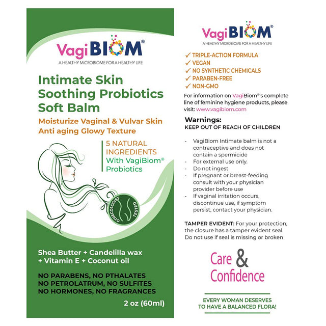 Biom Probiotics Soft Balm Vaginal Skin Moisturizer, Intimate Skin Soothing, Vaginal Balm, 2 Oz