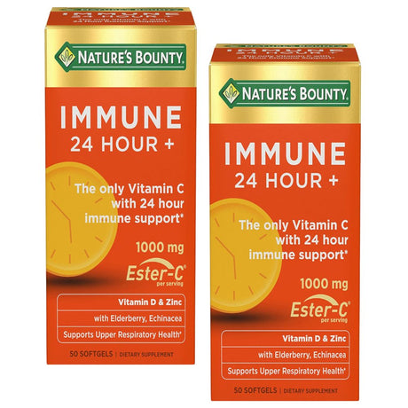 Nature'S Bounty Immune 24 Hour + Vitamin C Softgels 1000Mg, 50 Count - Pack of 2