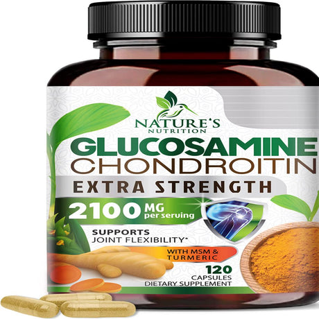 Glucosamine Chondroitin MSM Complex - Joint Support Supplement Turmeric & Boswellia, Triple Strength Glucosamine Capsules - Support for Joint Health & Mobility with Quercetin Bromelain - 120 Capsules