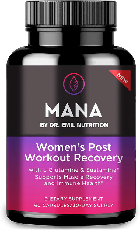 DR EMIL NUTRITION MANA Post-Workout Recovery Capsule for Women with L-Glutamine and Sustamine to Support Muscle Recovery & Immune Health, 30 Servings