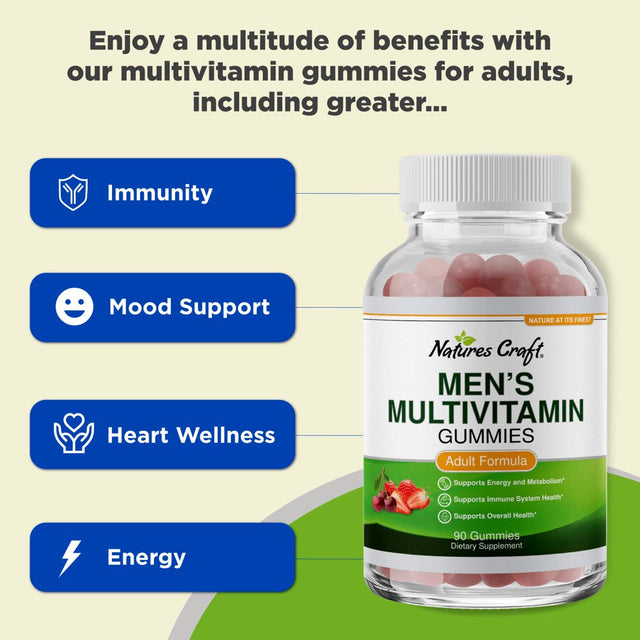 Mens Multivitamin Gummies for Adults and Natural Multivitamin Immune Support Gummies - 90 Gummies