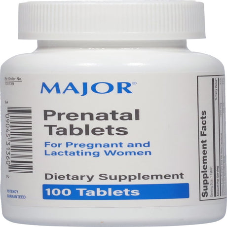 Major Prenatal Vitamin Dietary Supplement for Pregnant & Lactating Women, 100 Count