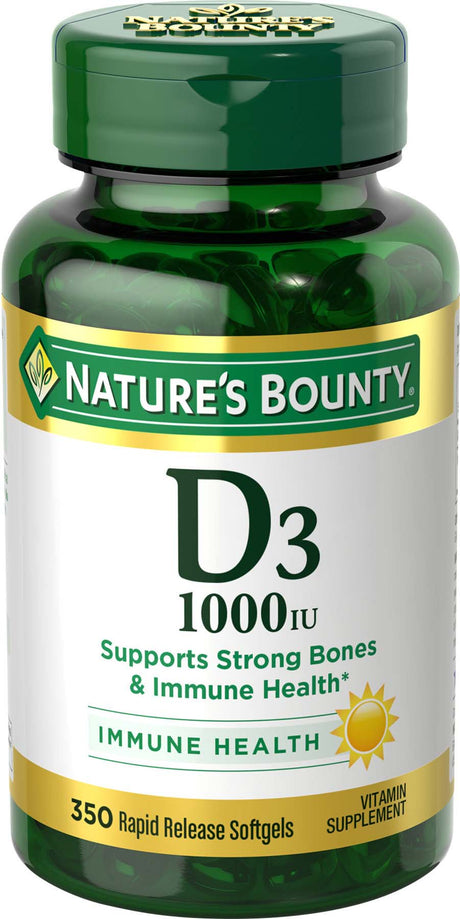 Nature’S Bounty Vitamin D3 1000 IU Softgels for Bone & Immune Support, 350 Ct