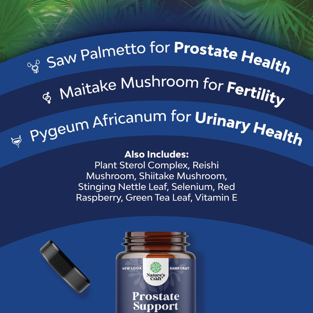 Herbal Prostate Health Supplements for Men - Advanced Prostate Supplements for Men with Beta Sitosterol Selenium Pygeum and Saw Palmetto for Men Prostate Support and Frequent Urination - 90 Capsules