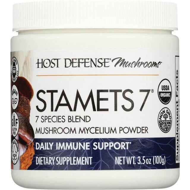 Host Defense, Stamets 7 Mushroom Powder, Daily Immune Support, Certified Organic Supplement, 3.5 Oz (66 Servings)