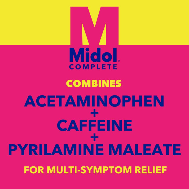 Midol Complete Menstrual Pain Relief Caplets W/ Acetaminophen. 24 Count