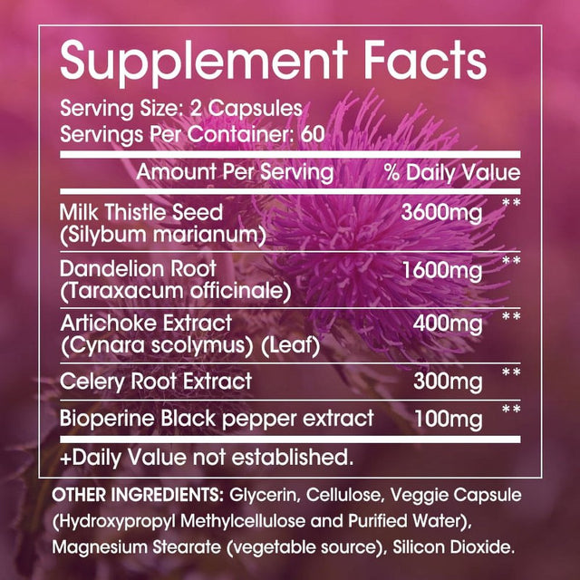 TAOTERS Milk Thistle Extract 6000 Mg Softgels, Advanced Liver Support, with Dandelion and Artichoke...-60Capsules