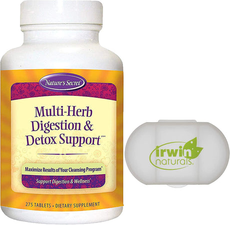 Nature'S Secret Multi Herb Digestion & Detox Support - Promotes Healthy Digestive Function, Rejuvenation & Powerful Cleansing, 275 Tablets, with a Pill Case