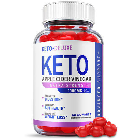 Keto ACV Deluxe Gummies - Official Formula, Vegan - Keto Deluxe Gummies, Keto Deluxe ACV Gummies, Keto Delux Gummy Apple Cider Vinegar Weight Shark Loss, Vitamin B12, Beet Root Juice (60 Gummies)