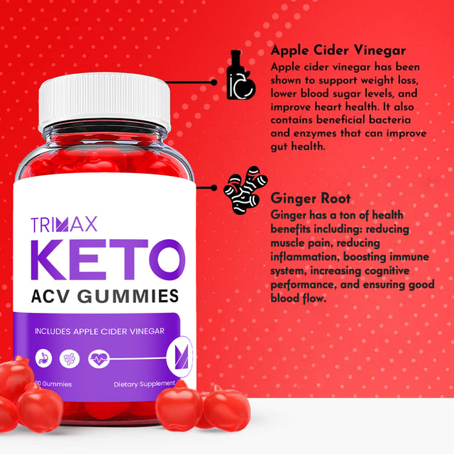 (2 Pack) Trimax Keto ACV Gummies - Supplement for Weight Loss - Energy & Focus Boosting Dietary Supplements for Weight Management & Metabolism - Fat Burn - 120 Gummies