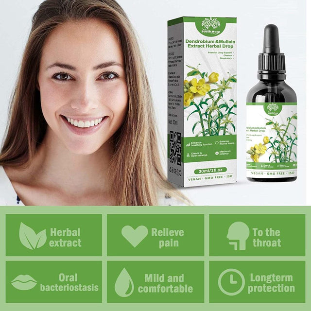 Clearbreath Dendrobium & Mullein Extract - Powerful Lung Support, Clear Breath Dendrobium & Mullein Extract Herbal Drops, Herbal Body Care Essence, Herbal Lung Health Essence