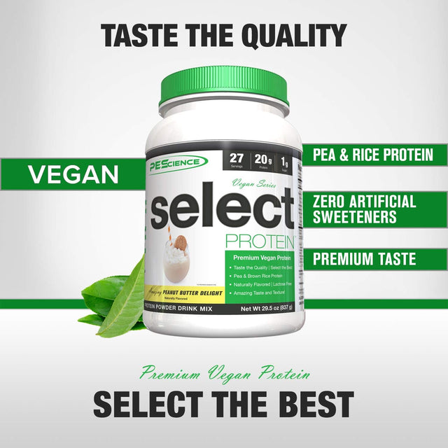 Pescience Select Vegan Protein 2 Pack, Peanut Butter Delight, 27 Serving, Premium Pea and Brown Rice Blend