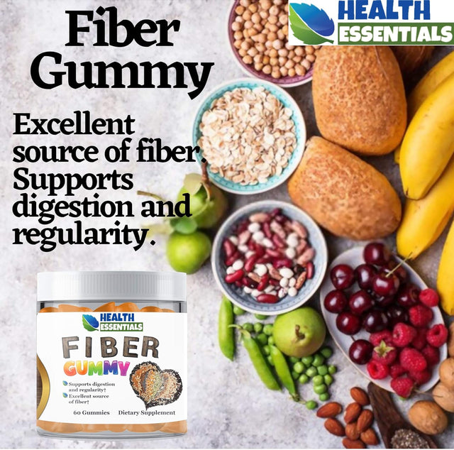 Fiber Gummy, 60 Gummies, Excellent Source of Fiber, Supports Digestion & Regularity, Vegetarian, Vegan, Non-Dairy, Gluten-Free, Non-Gmo, Made in America