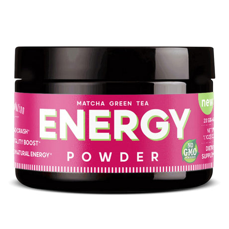 Energy Powder - Natural Caffeine | Focus & Brain Boost Formula | Nootropic - No Crash & No Sugar (20 Servings) Matcha Green Tea, Guarana, L-Theanine, Eleuthero – Plant Based Energy - 0 Cal | 1.1Oz