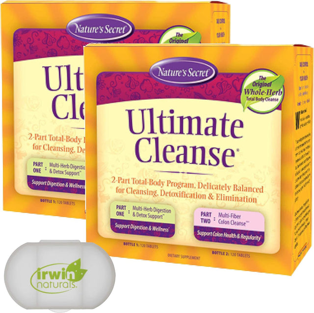 Nature'S Secret 7 Day Ultimate Cleanse - 2 Part Total Body Cleanse Promotes Healthy Digestion & Elimination with Detox Blend & Colon Cleanse, 2 Packs of 240 Tablets, with a Pill Case