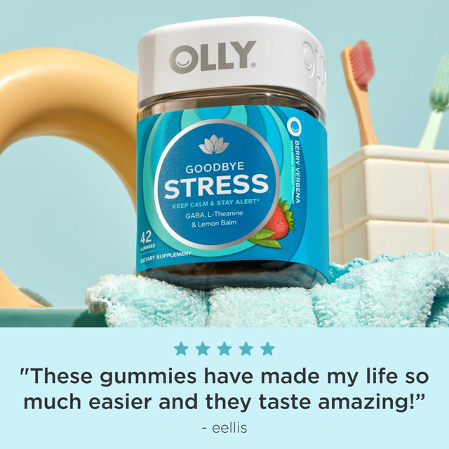 OLLY Goodbye Stress Gummy, GABA, L-Theanine, Lemon Balm, Chamomile, Berry, 42 Ct