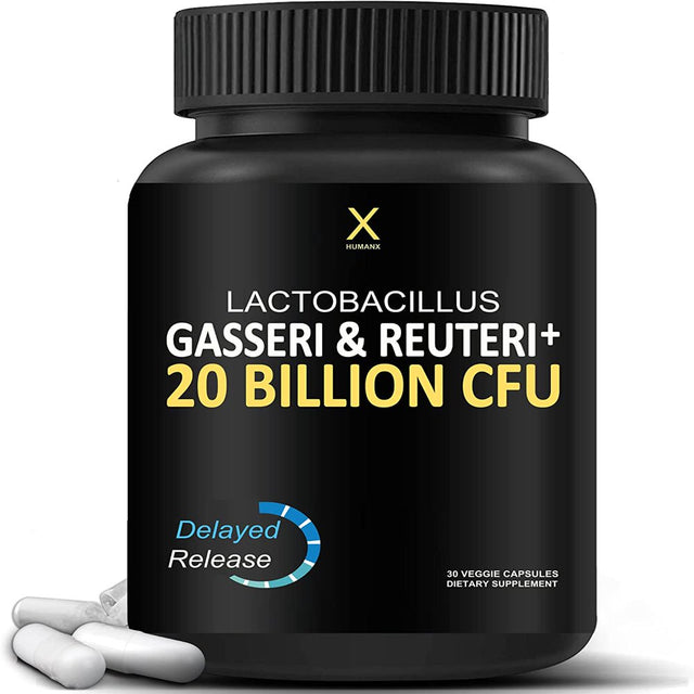 Humanx Lactobacillus Gasseri & Reuteri+ 20 Billion CFU plus Organic Prebiotics and Punicaligans - Probiotic Supplement - USA Third Party Tested - Non-Gmo - Performance Driven Delayed Release Capsules