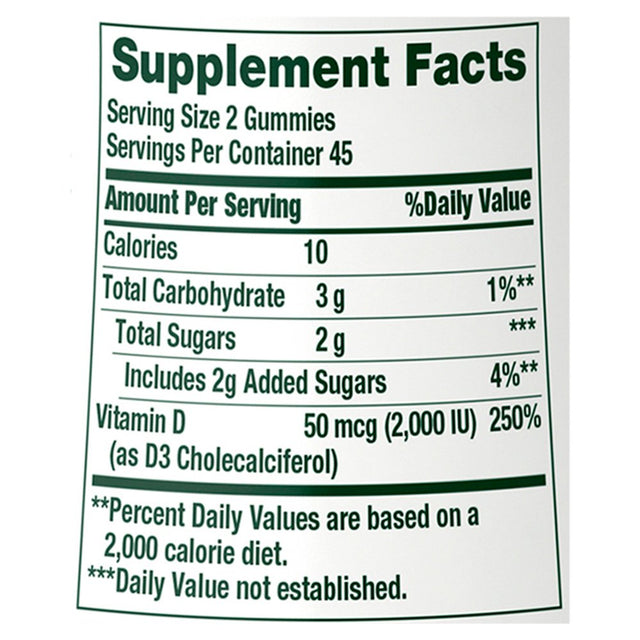 Nature'S Bounty Vitamin D3 Gummies, 50 Mcg, 2000 IU, 90 Ct