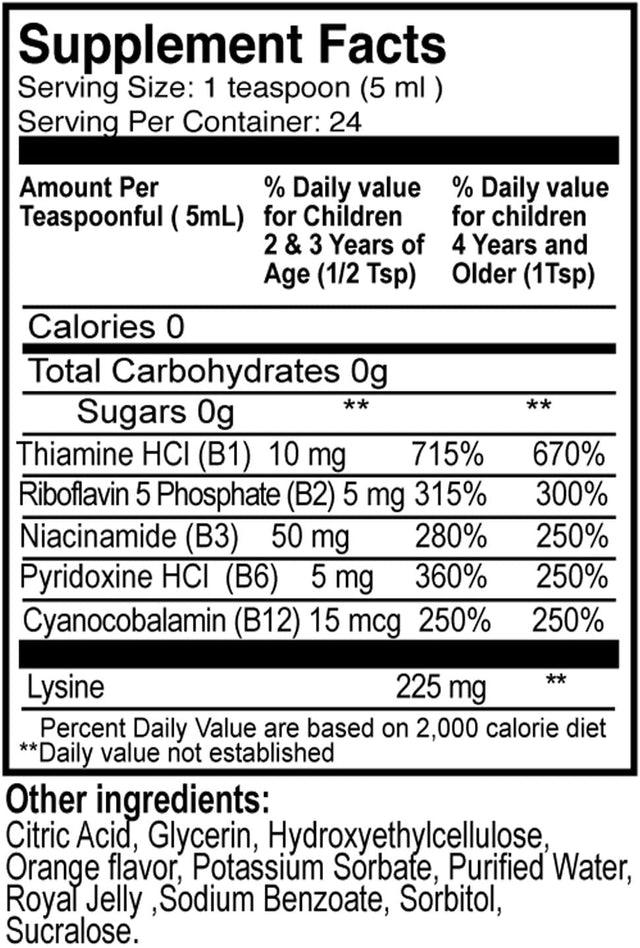 ELP ESSENTIAL Apetimax Vitamins Lysine Royal Jelly Promotes Appetite Syrup for Adults and Kids (4Oz for Kids)