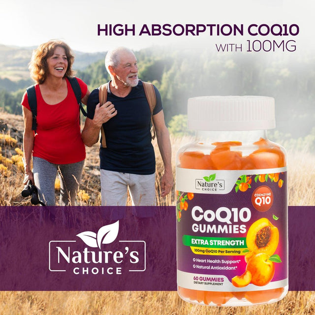 Nature'S Coq10 100Mg Gummies, 3X Better Absorption, Antioxidant for Heart Health Support & Energy Production, Ultra Coenzyme Q10 Vitamins, Coq 10 Supplements, Dietary Supplement, Non-Gmo - 60 Gummies