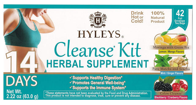 12 Pack of Hyleys Wellness 14 Days Cleanse Kit - 42 Tea Bags (100% Natural, Sugar Free, Gluten Free and Non-Gmo)