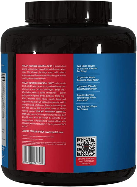 Prolab Advanced Essential Whey-Blend of Premium Whey Concentrate and Ultra Pure Whey Isolate Protein - Bcaas & Natural Enzymes (Chocolate Mousse, 5 LB)