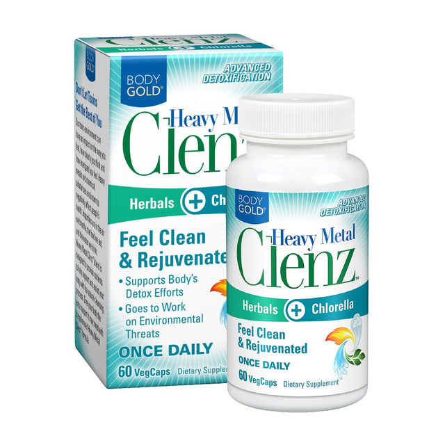 Body Gold Heavy Metal Clenz | Herbals & Chlorella for Healthy Detoxification & Cleansing Support | 30 Serv, 60 Vegcaps