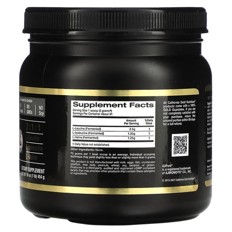 California Gold Nutrition BCAA Powder, Ajipure, Branched Chain Amino Acids, 16 Oz (454 G)