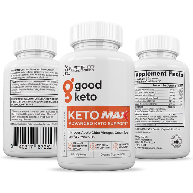 (3 Pack) Good Keto ACV MAX Pills 1675Mg Alternative to Gummies Dietary Supplement 180 Capsules