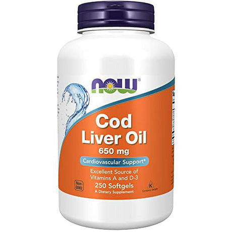 NOW Supplements, Cod Liver Oil 650 Mg, Excellent Source of Vitamins a and D-3, 250 Softgels