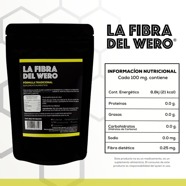 FIBRA DEL WERO | Cactus Fiber with Pink Grapefruit | 100% Natural Supplement | Package “Month and a Half”