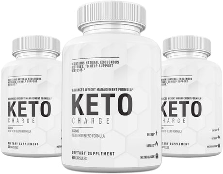 (3 Pack) Keto Charge Pills, Keto Charged Advanced Weight Management Formula, 180 Capsules, 3 Months Supply