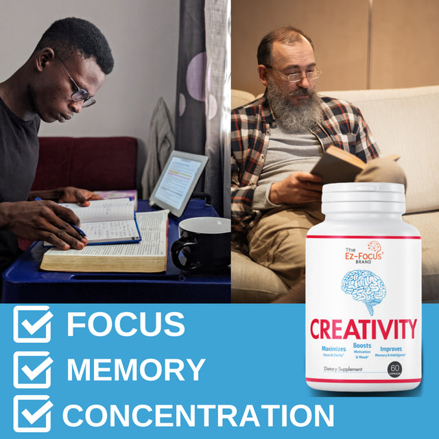 Ez Focus Brain Memory and Focus Supplements Nootropic Brain Booster and Memory Pills for Brain Health Mental Focus 60 Pills