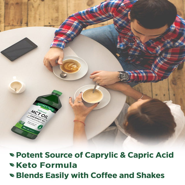 Natures Truth 100% Pure MCT Oil | 16 Oz | Keto, Unflavored | Blends with Coffee, Tea, and Juice Drinks | Vegan, Non-Gmo, Gluten Free