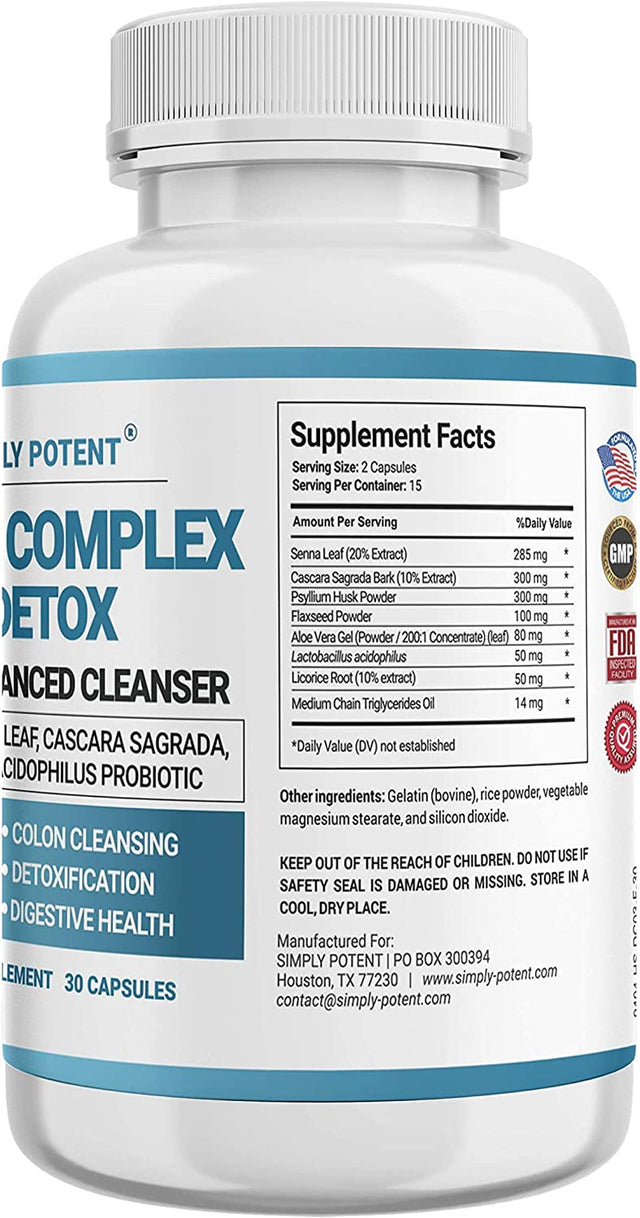 Colon Cleanse, Colon Cleanser & Detox, Colon Health Supplement with Probiotic, Laxatives, MCT Oil & Fibers for Cleansing, Constipation Relief, Digestive Health & Energy, 30 Capsules