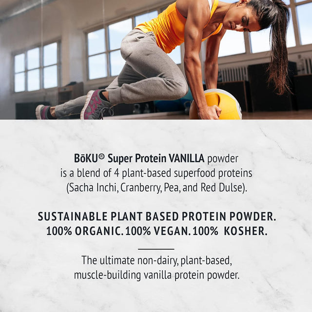 Bōku Organic Super Protein - Vanilla Vegan Protein Powder 21.2 Oz - Plant Protein Drink - Contains All Essential Amino Acids, Soy-Free Organic Protein Mix with Digestive Enzymes - 20 Servings