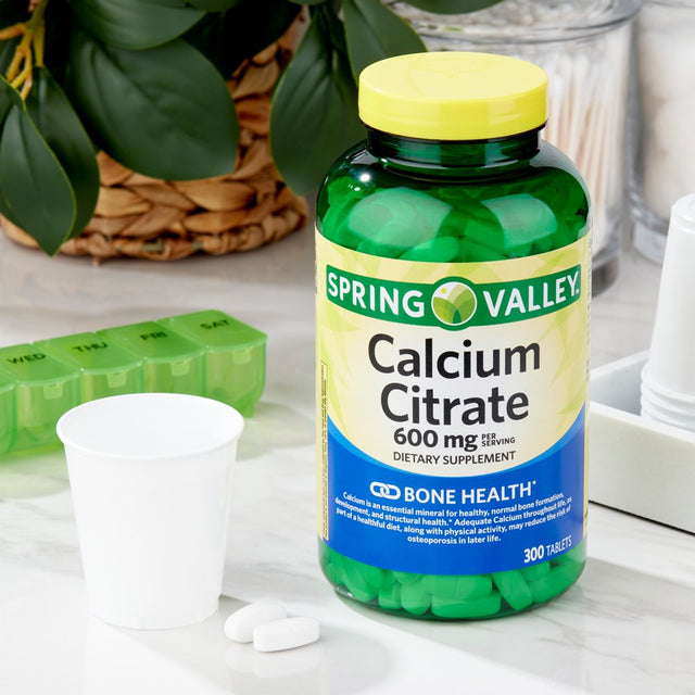 Spring Valley Calcium Citrate Tablets Dietary Supplement, 600 Mg, 300 Count